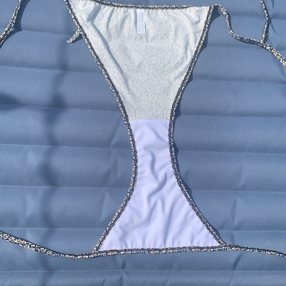 Blue and Yellow Floral String Bikini - Picture 5 of 8